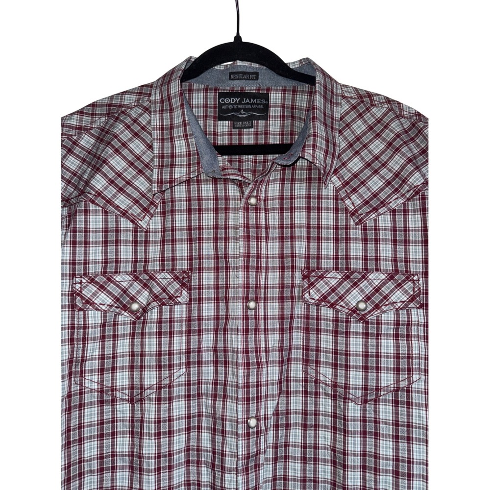 Cody James Men's‎ 3XLT Red Plaid Short Sleeve Western Shirt Snap Front